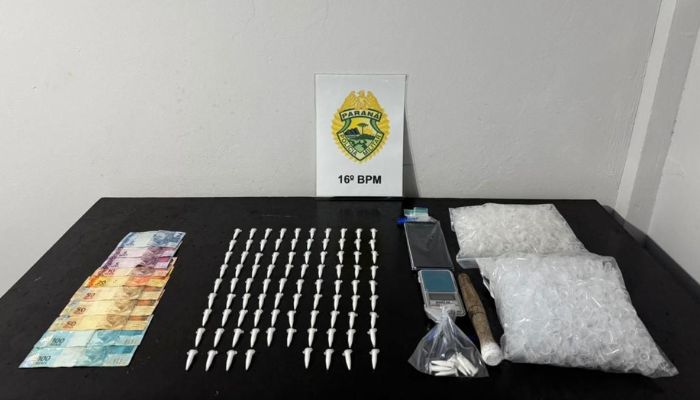 Foto: 16º BPM Pinhão - ROTAM prende homem de 40 anos por tráfico